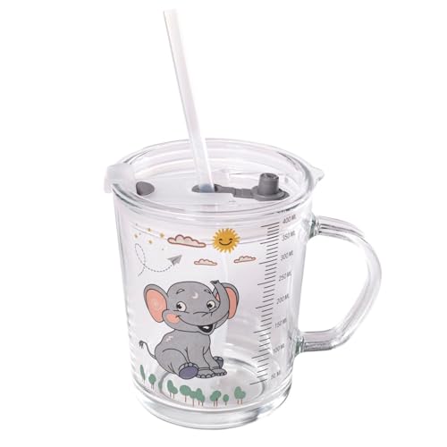 Intirilife Küche Kinder Trinkbecher Elefant 400 ml transparent