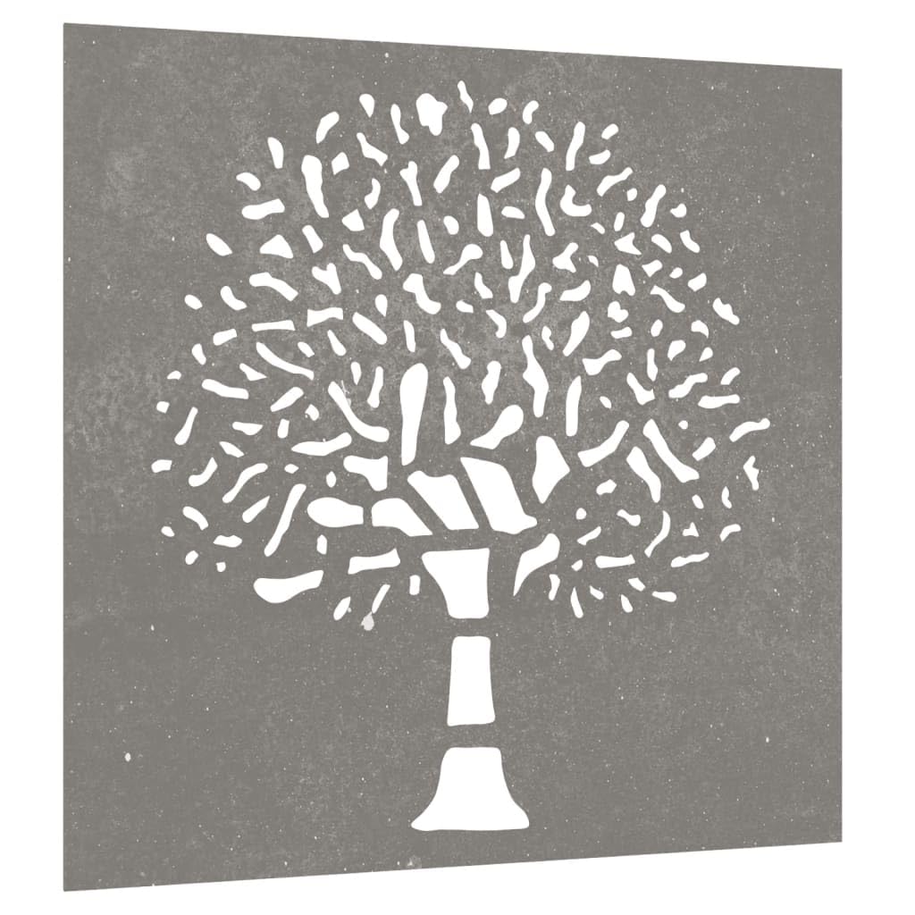 vidaXL Heim & Garten Wanddeko 55x55 cm Cortenstahl Baum-Design