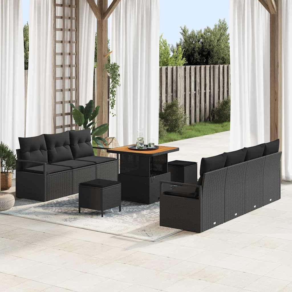 vidaXL Heim & Garten Gartensofa-Set 10-tlg Schwarz Akazie
