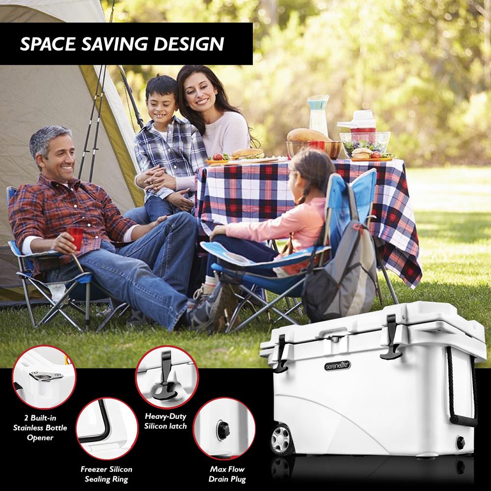 Serenelife Camping Kühlbox Weiß 42L für 63 Dosen