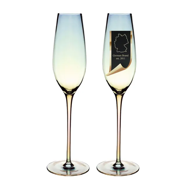 Intirilife Champagnergläser 200 ml 2er Set Regenbogen