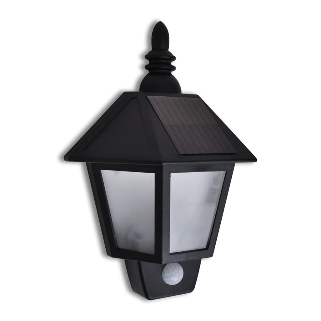 vidaXL Solar-Wandleuchten 2 Stk. Bewegungsmelder Schwarz