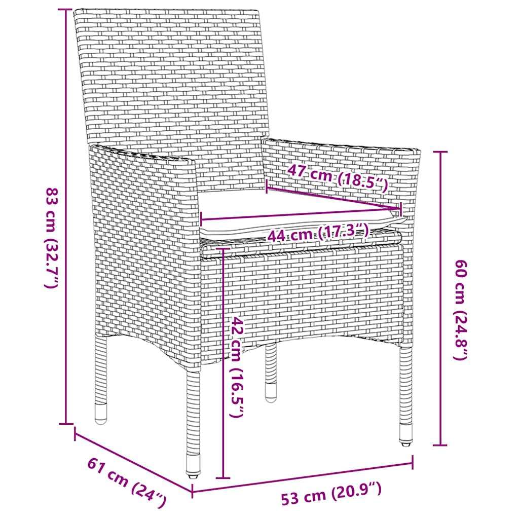 vidaXL Heim & Garten Essgruppe 7-tlg Schwarz Poly-Rattan 200cm