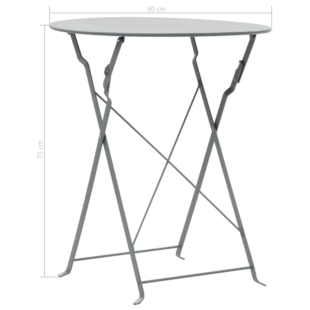 vidaXL Heim & Garten Bistro-Set Stahl Bistroset Grau klappbar