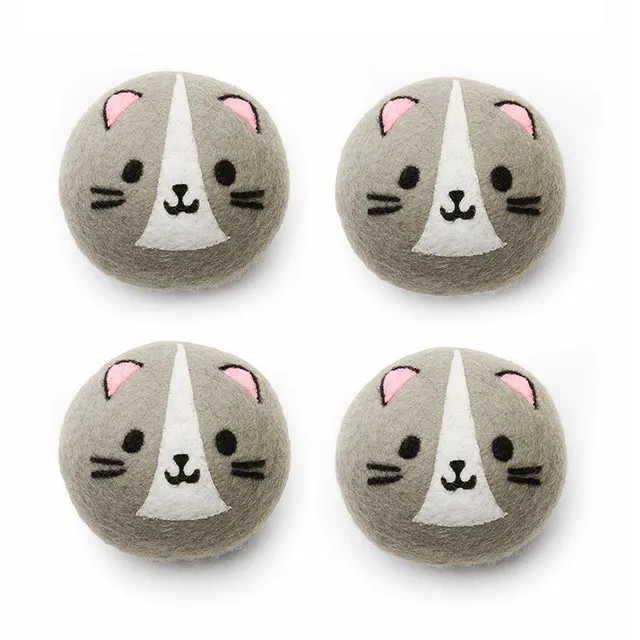 Kikkerland Home Cat Dryer Buddies Trocknerbälle 4er Wolle Katze
