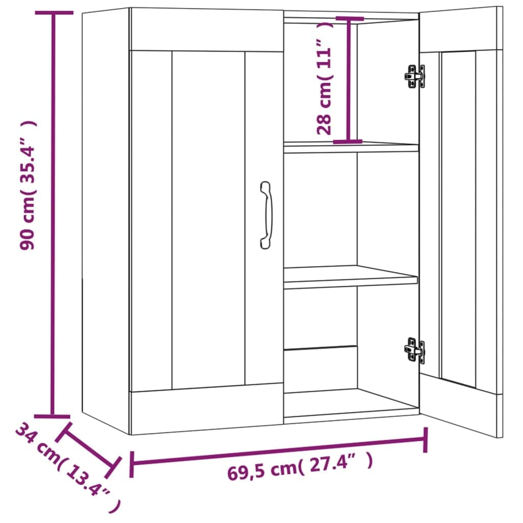 vidaXL Möbel Hängeschrank Weiß Holzwerkstoff 90 cm