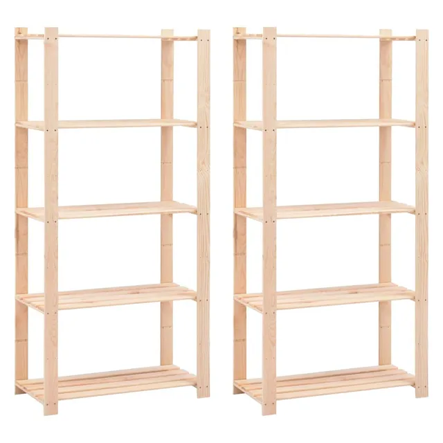 vidaXL Lagerregal Kiefer Massiv 80x38x170 2 Stück 5 Böden