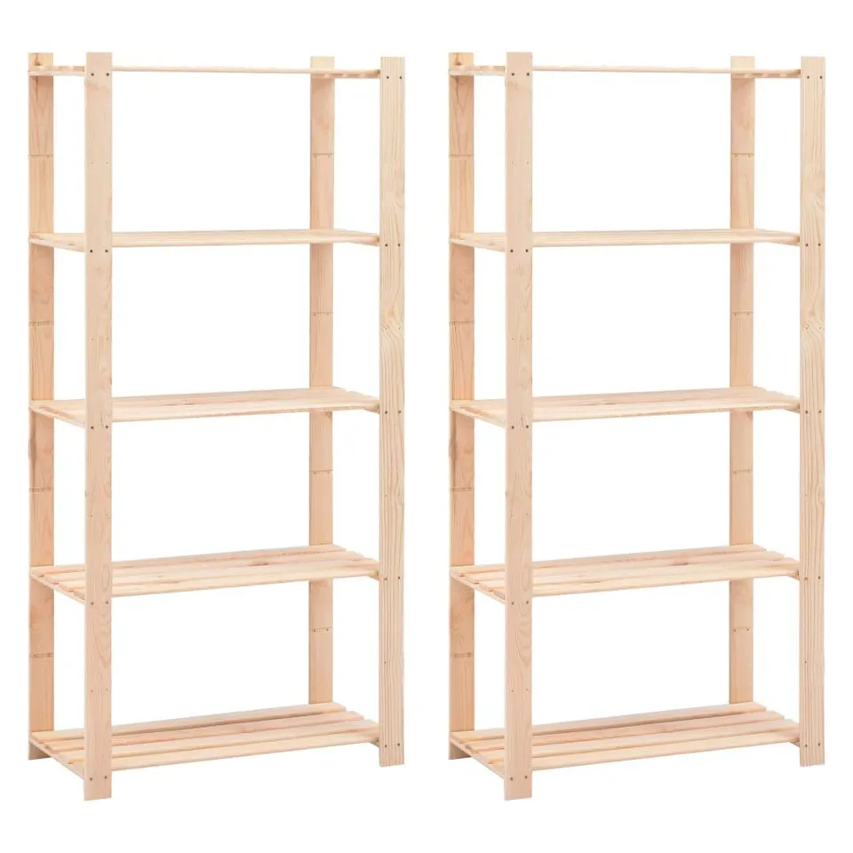vidaXL Lagerregal Kiefer Massiv 80x38x170 2 Stück 5 Böden