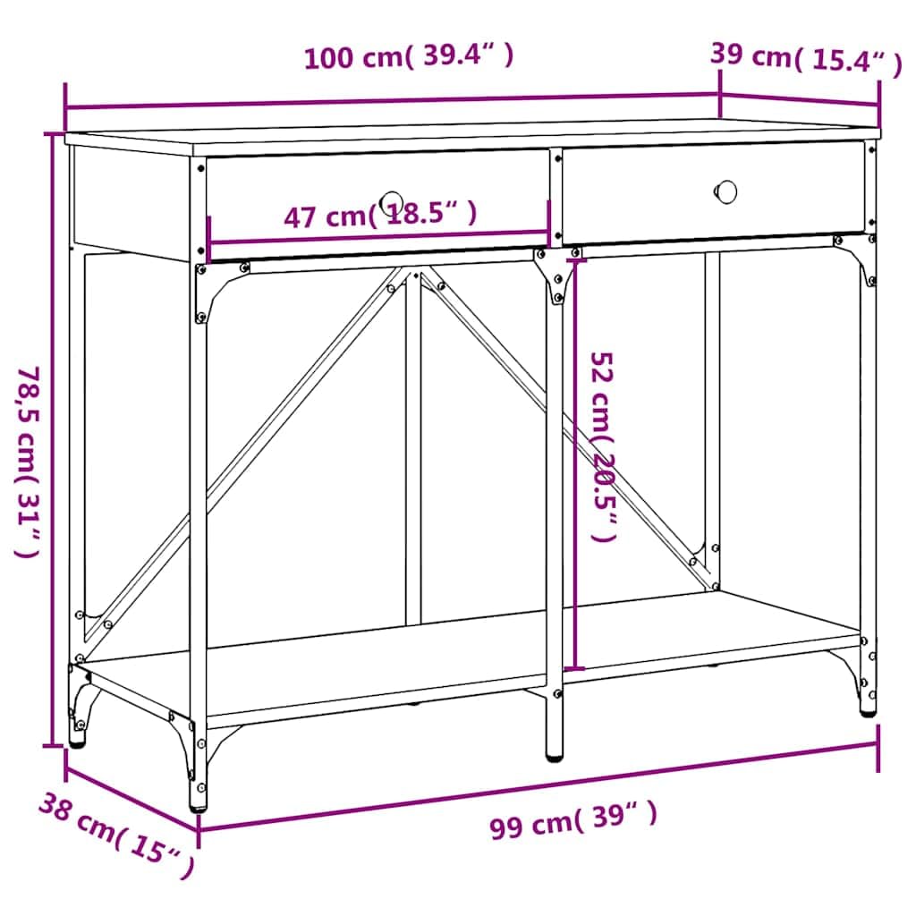 vidaXL Konsolentisch Schwarz Flurtisch 100x39x78,5 cm Holzwerkstoff