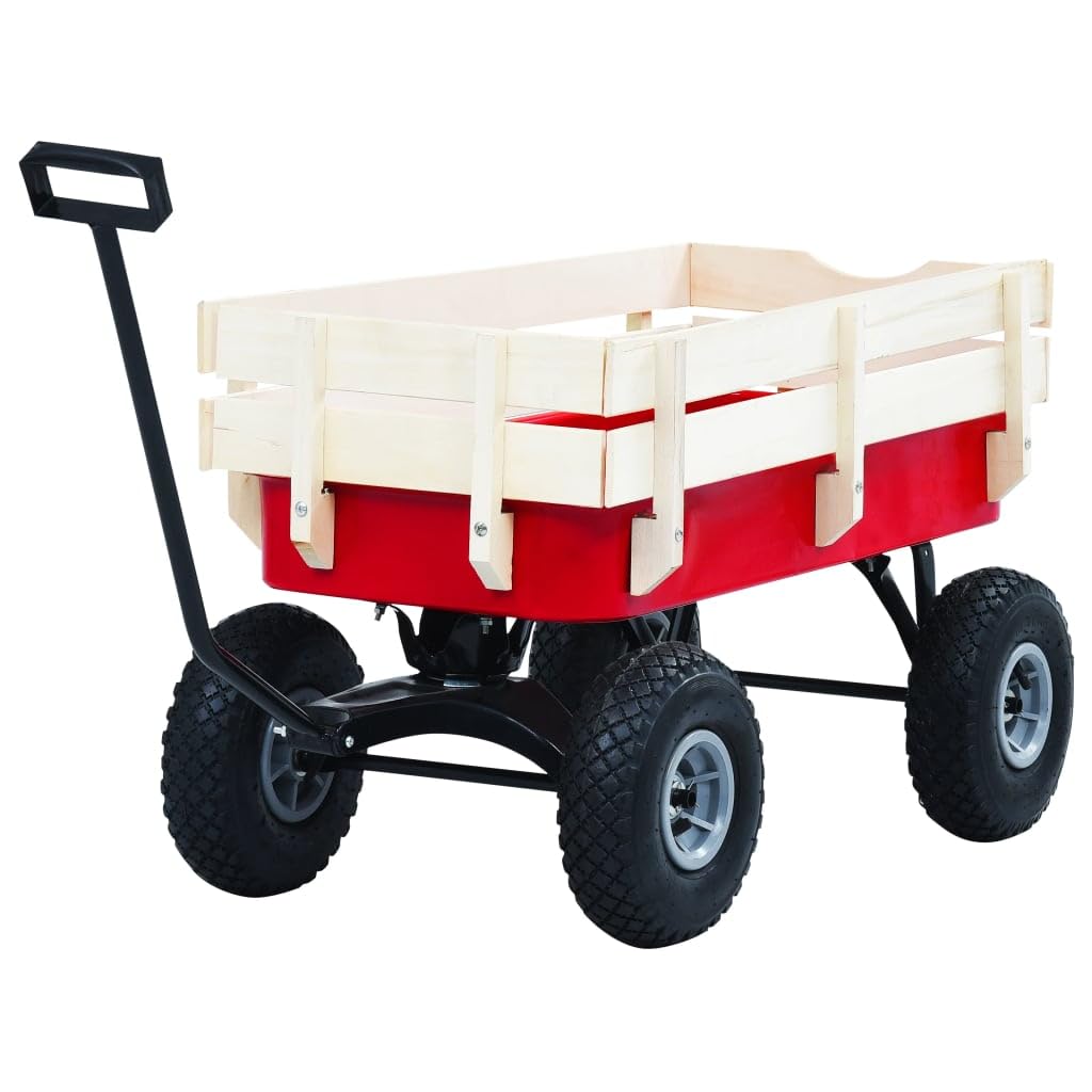 vidaXL Handwagen Bollerwagen 150 kg Rot Stahl Holz 99 cm