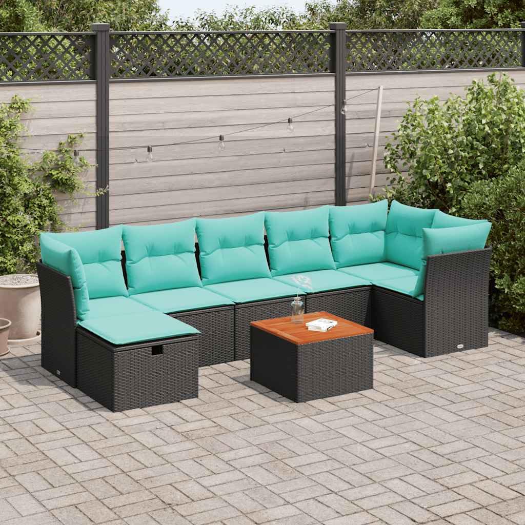 vidaXL Heim & Garten 8-tlg Garten-Sofagarnitur Schwarz Poly Rattan