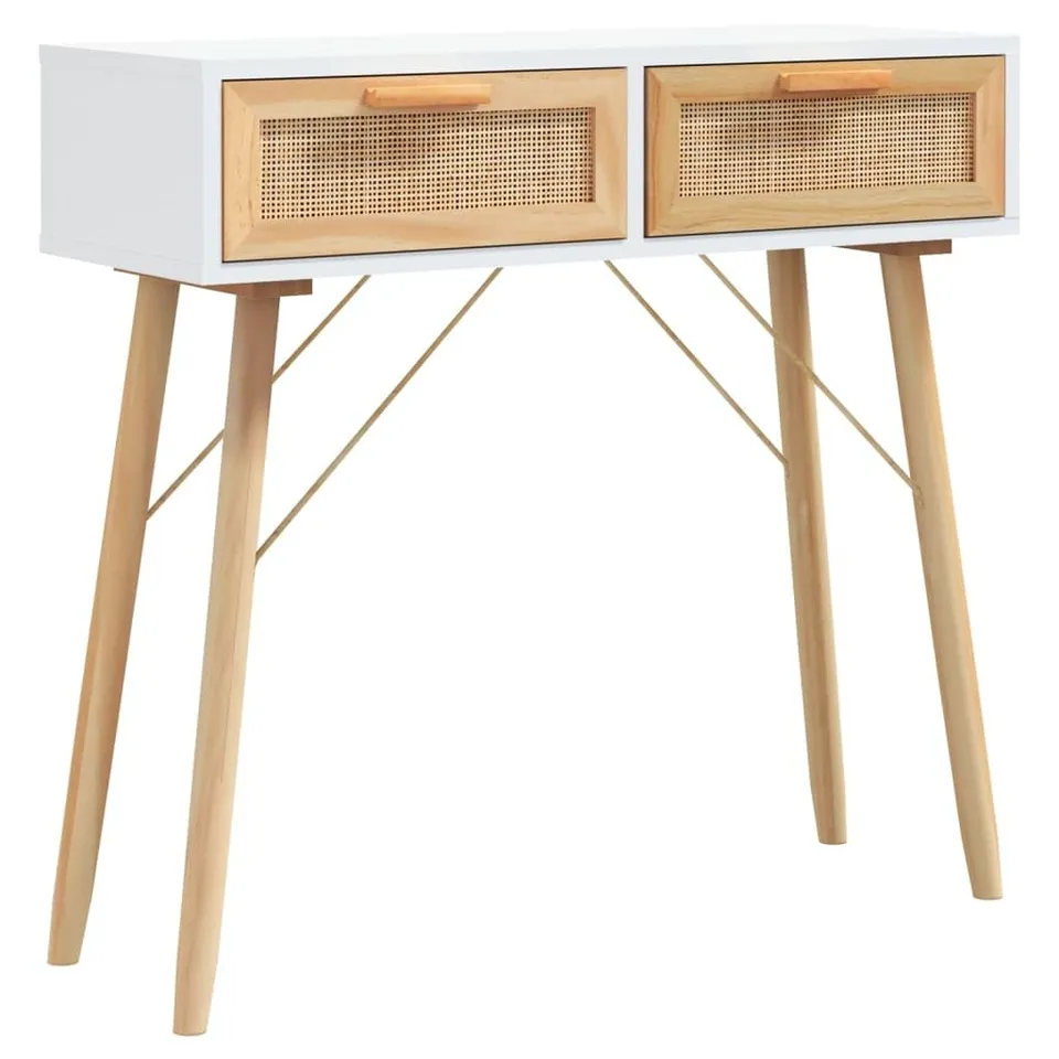 vidaXL Konsolentisch Weiß 80x30x75cm mit Schubladen Rattan