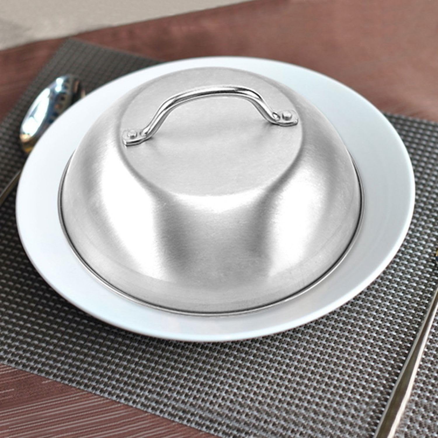 Intirilife Schmelzglocke Edelstahl 2er 22,5 cm Burger Grill Haube