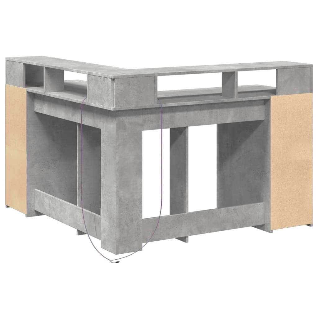 vidaXL LED-Schreibtisch 130x130 Eckschreibtisch Betongrau