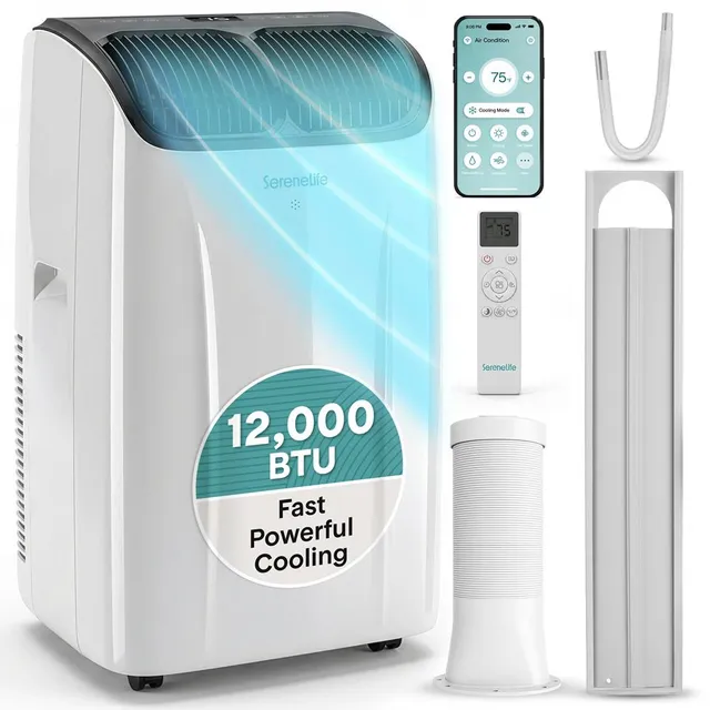 Serenelife Portable AC Klimagerät mobil 12000 BTU WiFi Grau