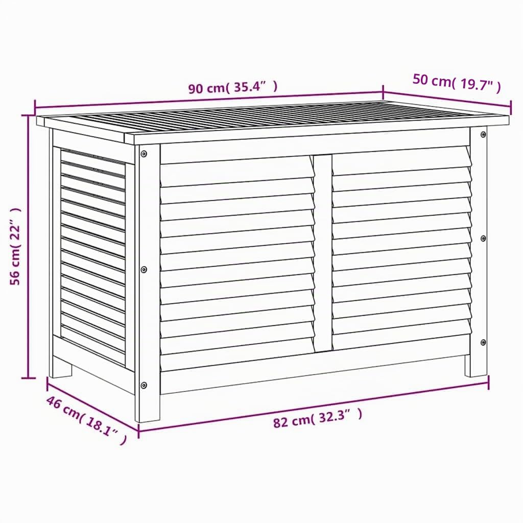 vidaXL Gartenbox Akazie 90x50x56 cm mit Innentasche für Kissen