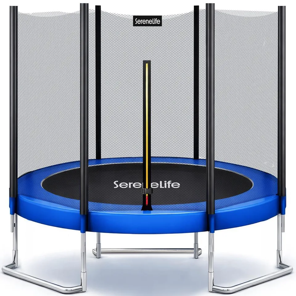 Serenelife Fitness Trampolin 8FT Blau mit Sicherheitsnetz Outdoor