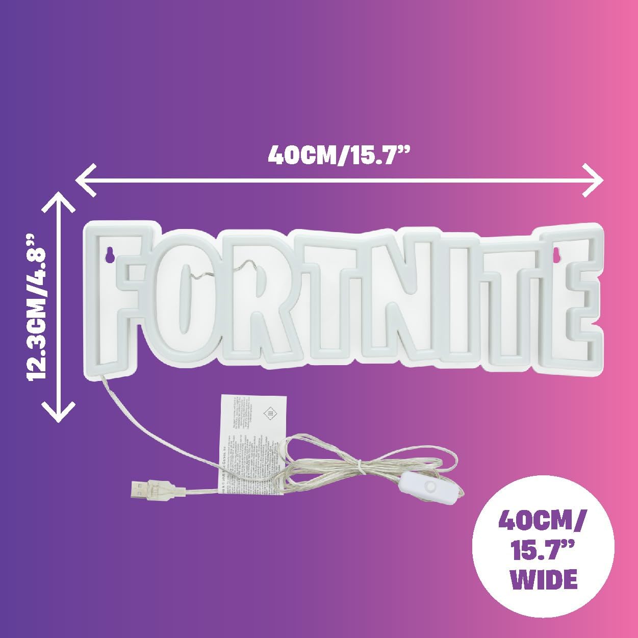 Paladone Fortnite Logo Neon Lampe 40 cm blau USB