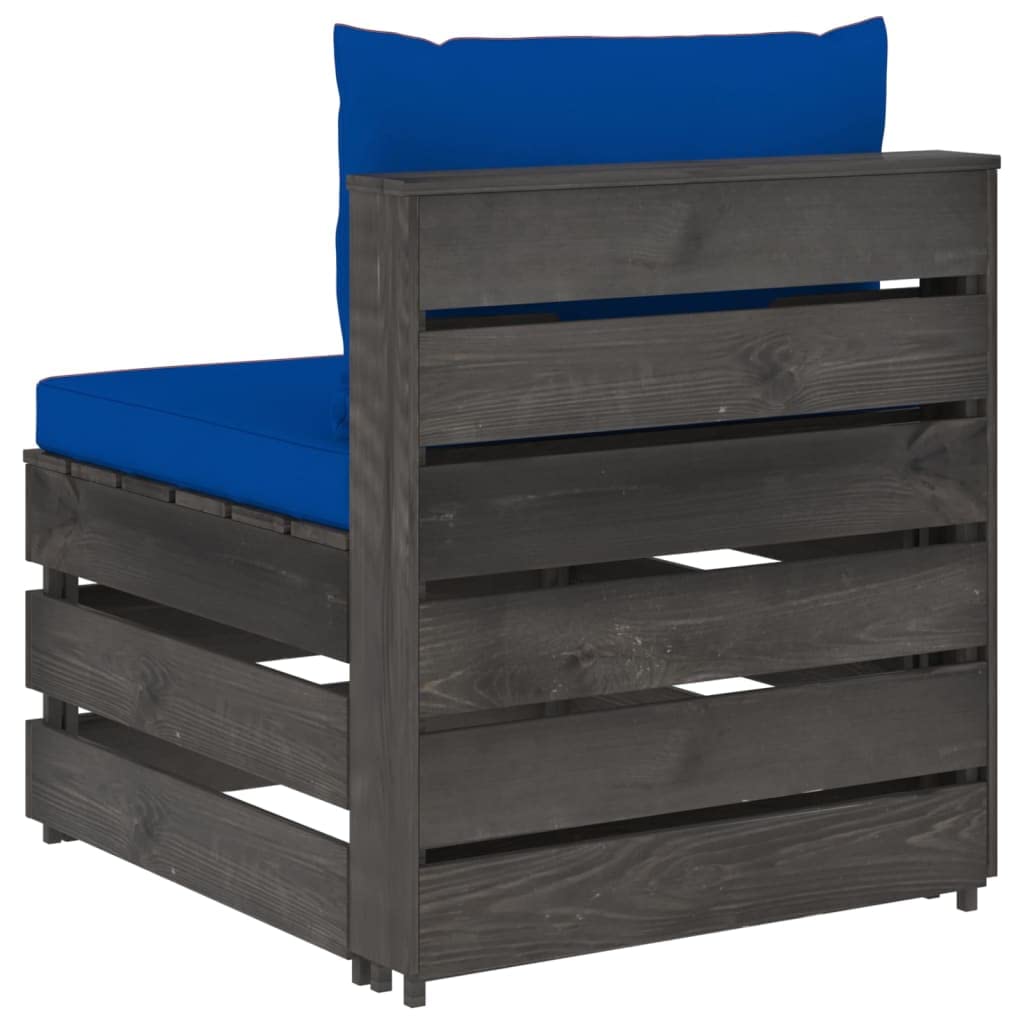 vidaXL Möbel Mittelsofa Palettensofa grau Kiefer imprägniert