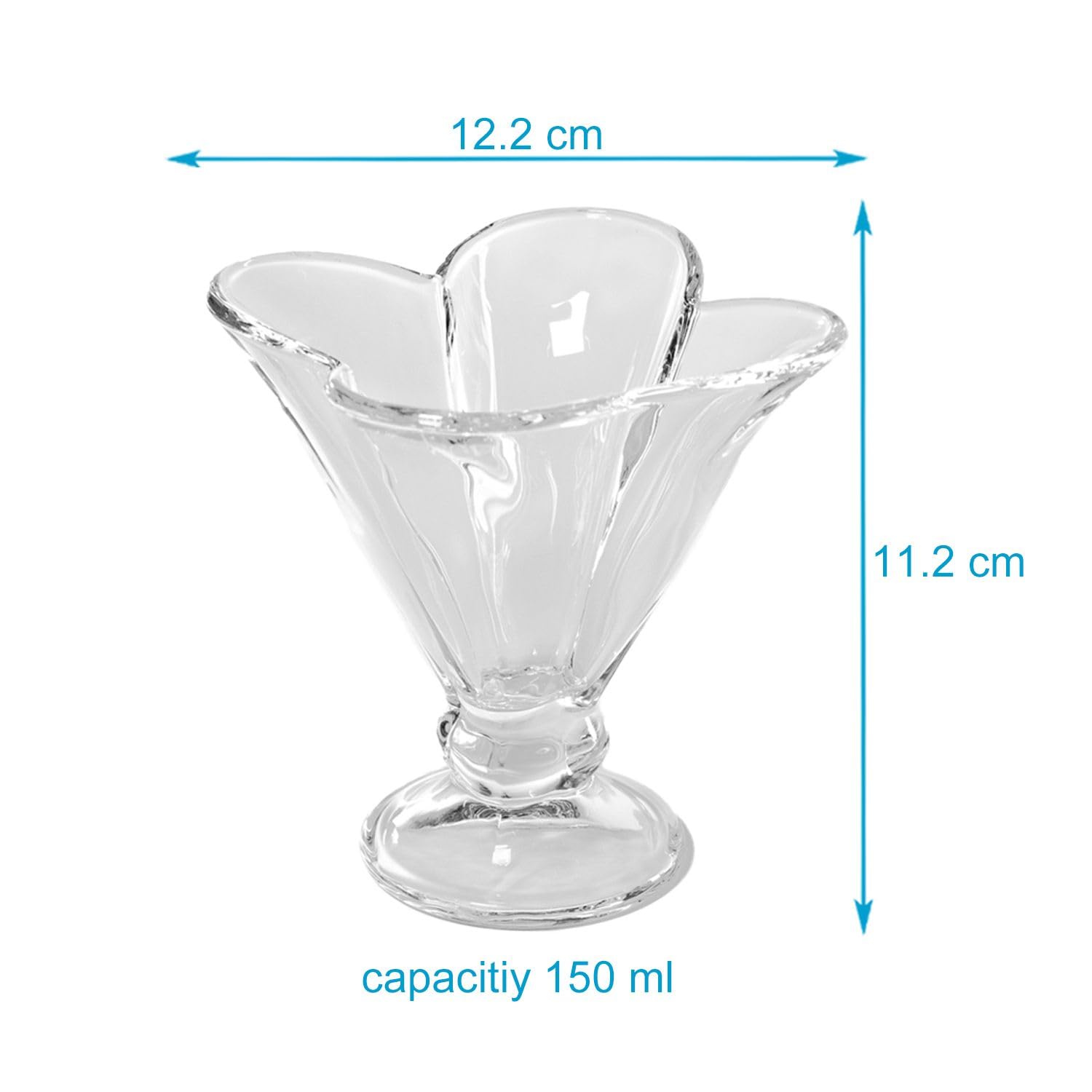 Intirilife Eisschalen Glas 4er Set 150 ml mit Standfuß