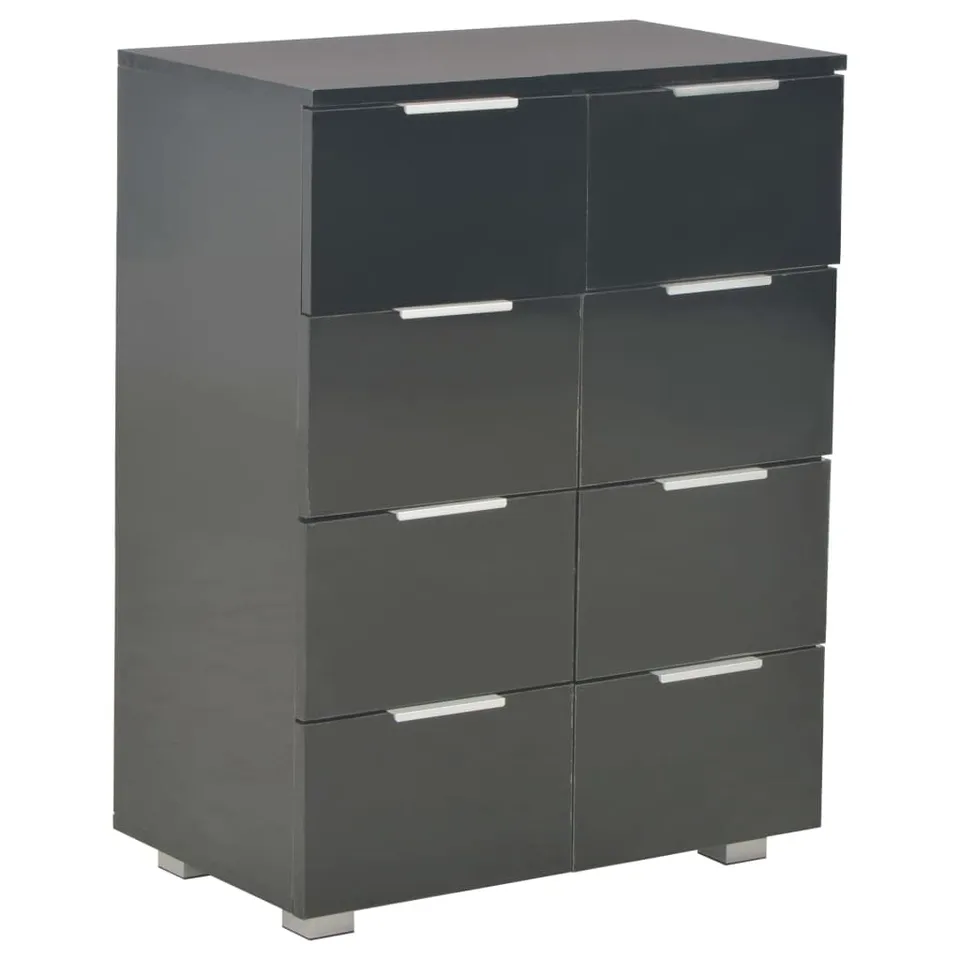 vidaXL Möbel Sideboard 8 Schubladen Hochglanz Schwarz 60cm