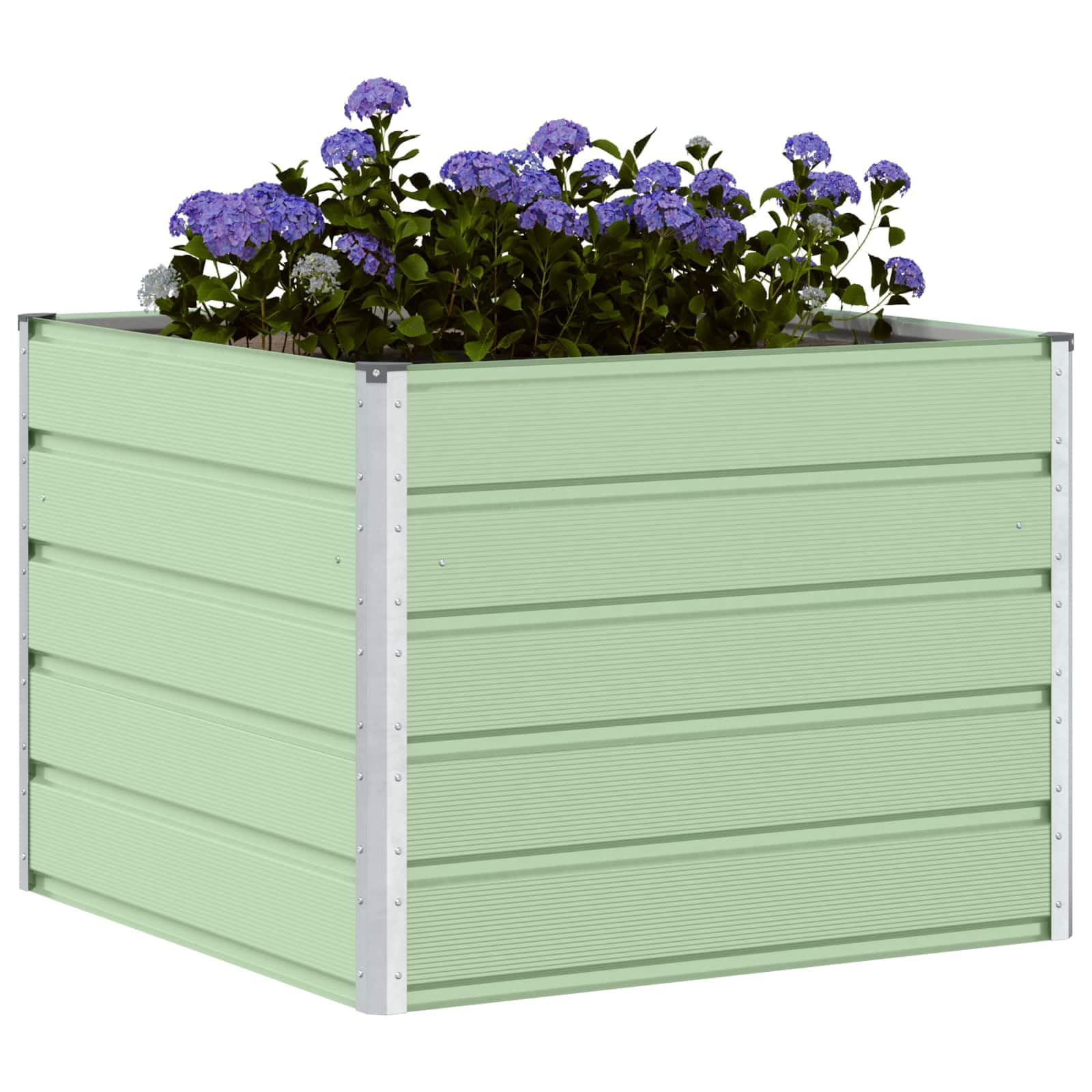 vidaXL Heim & Garten Pflanzkübel 100x100x45 cm Elfenbein Stahl
