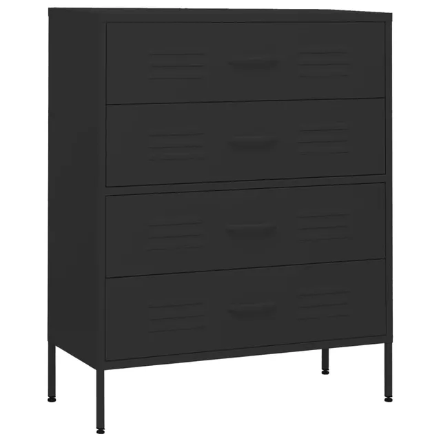 vidaXL Kommode Schwarz 80x35x101,5 cm Stahl 4 Schubladen