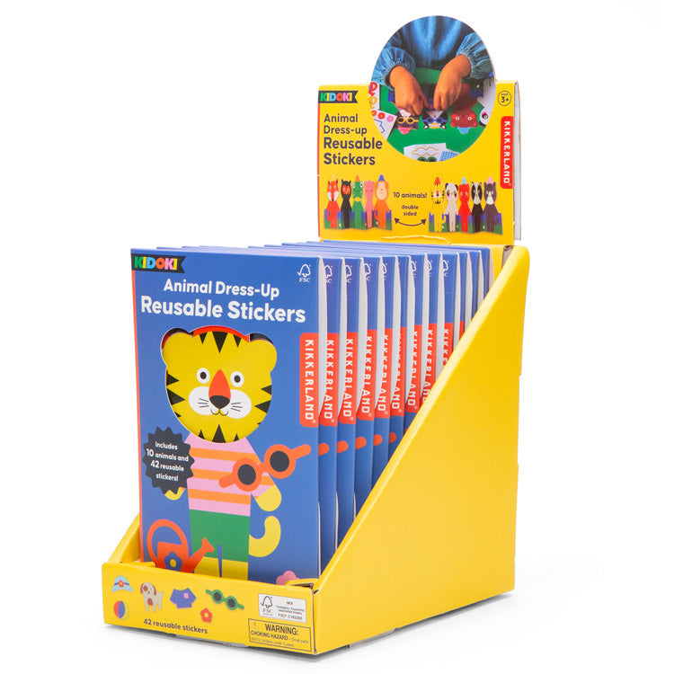 Kikkerland Kidoki Tier Ankleide Sticker wiederverwendbar 6 Bögen