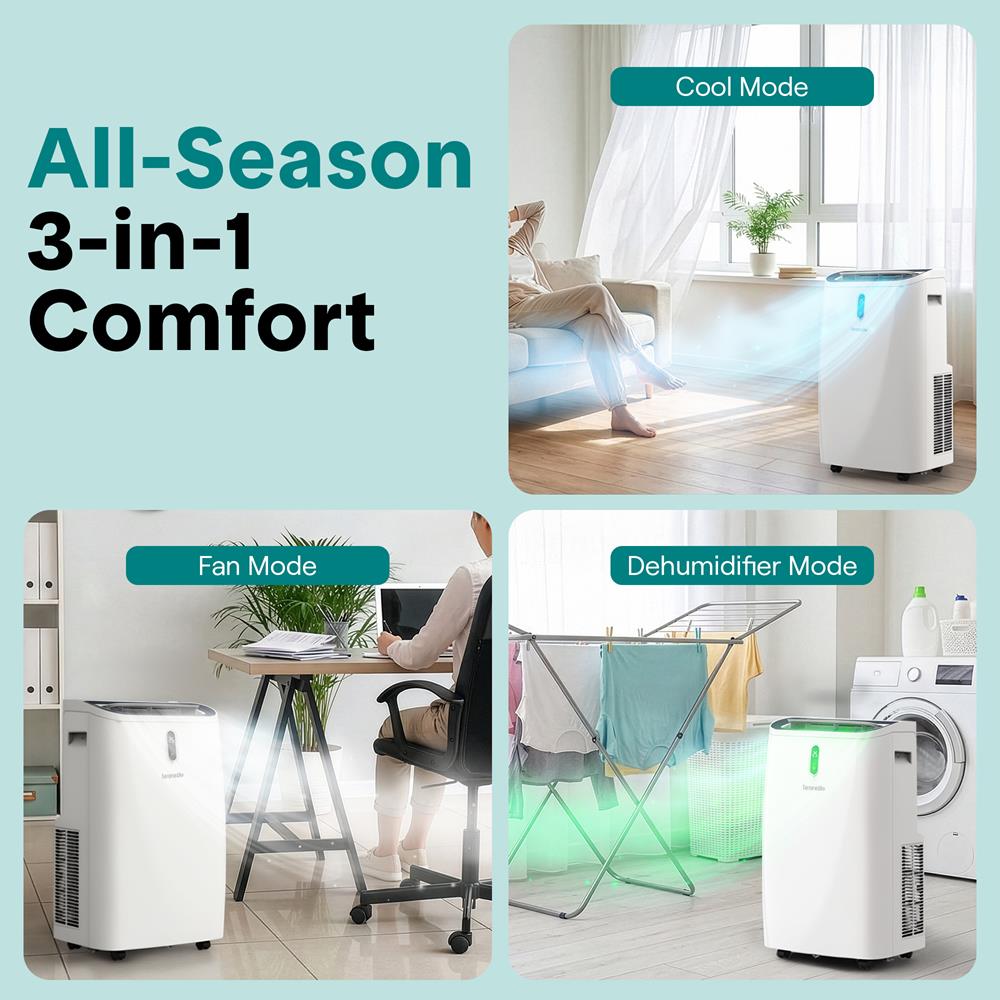 Serenelife Portable AC Mobile Klimaanlage 14000 BTU Weiß