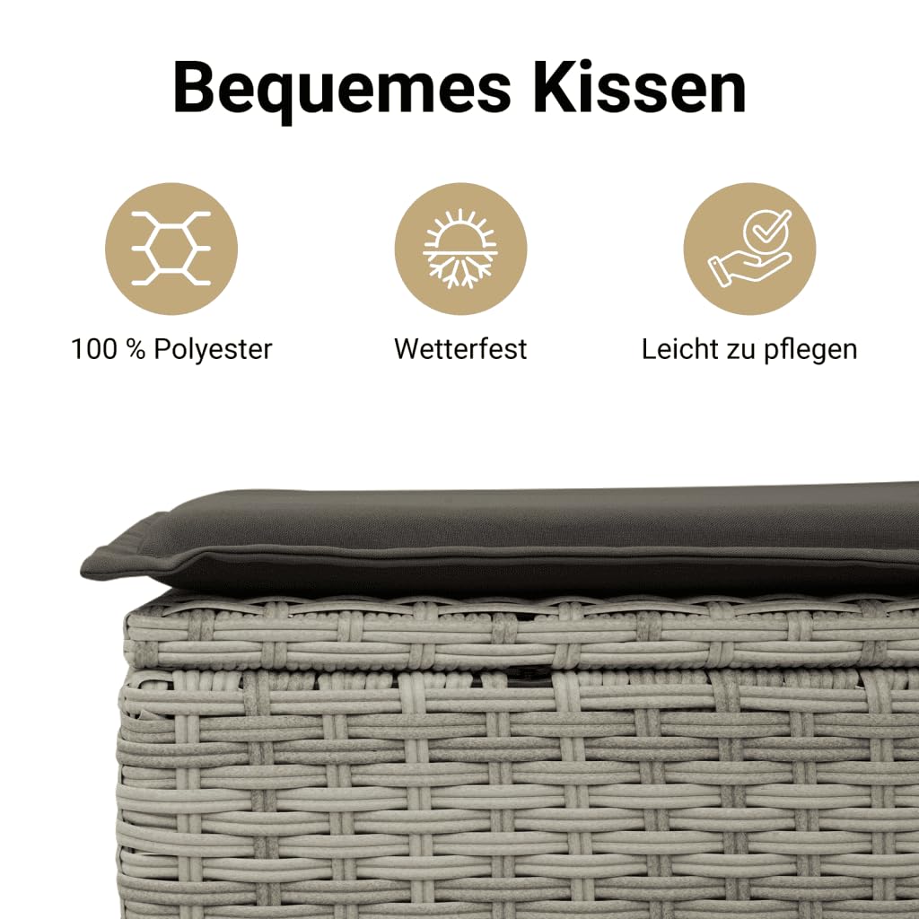 vidaXL Heim & Garten Garten-Sofagarnitur 5-tlg. hellgrau Rattan