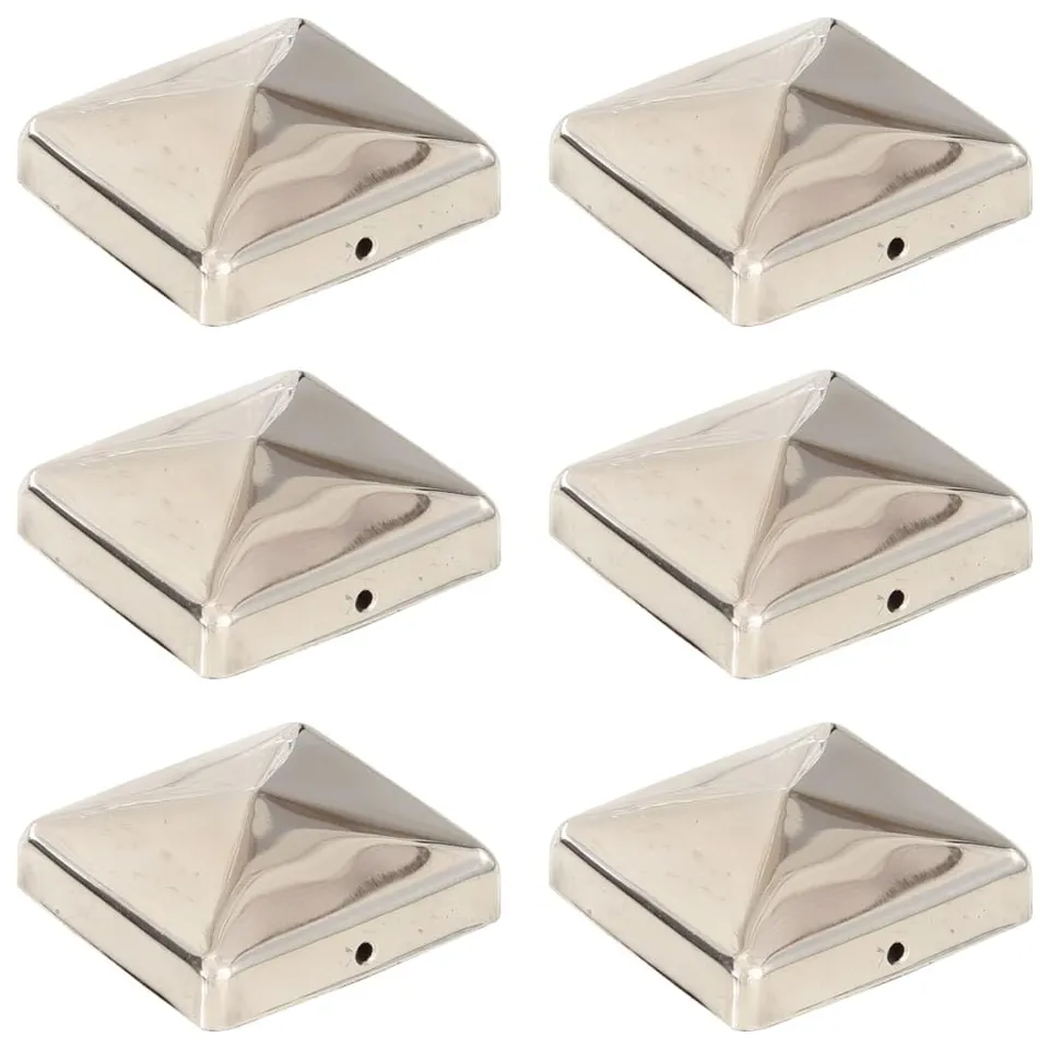 vidaXL Pfostenkappe Pyramide 6er Set Edelstahl 71 mm Zaunkappe