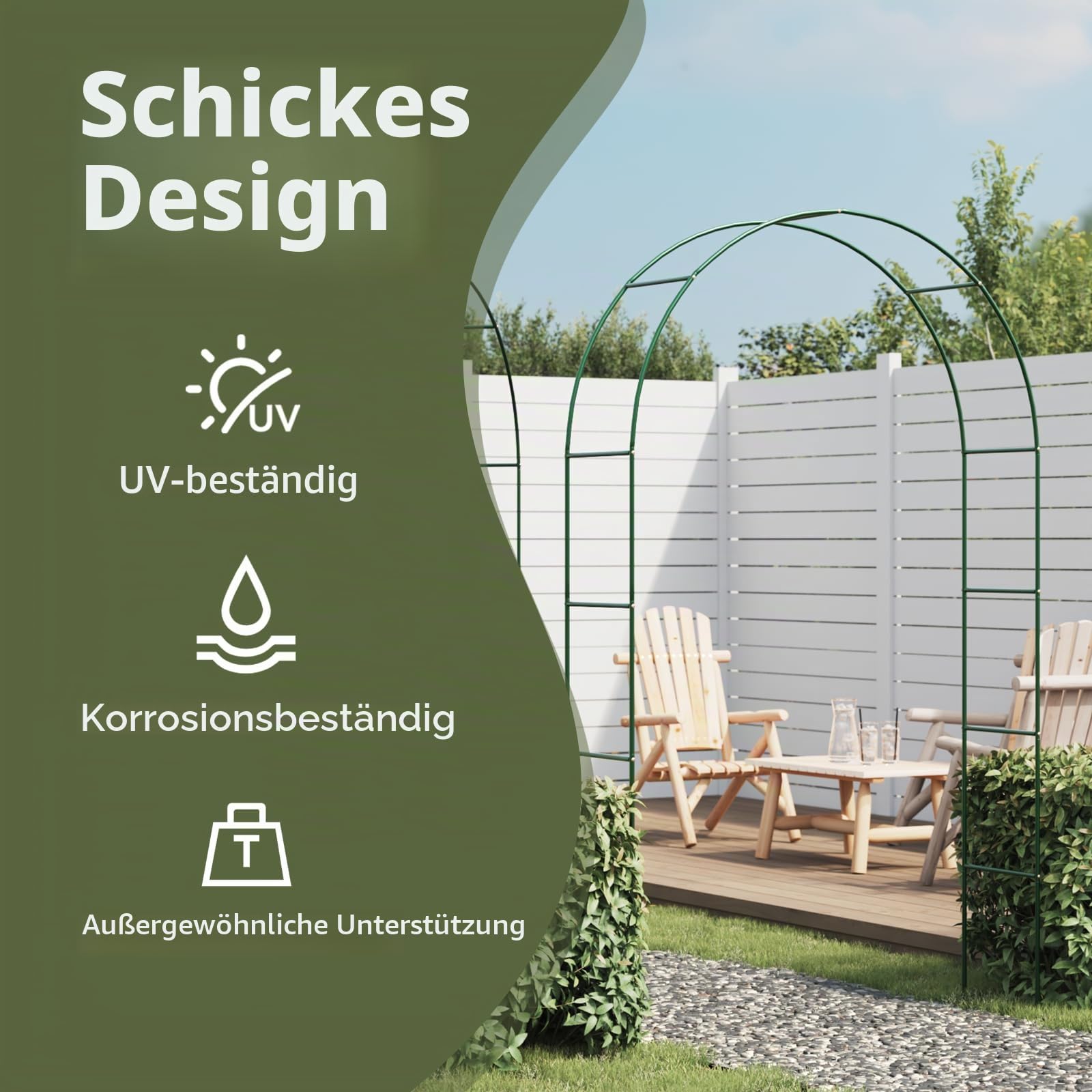 vidaXL Rosenbogen 2er Metall Dunkelgrün 140x240 Rankgitter