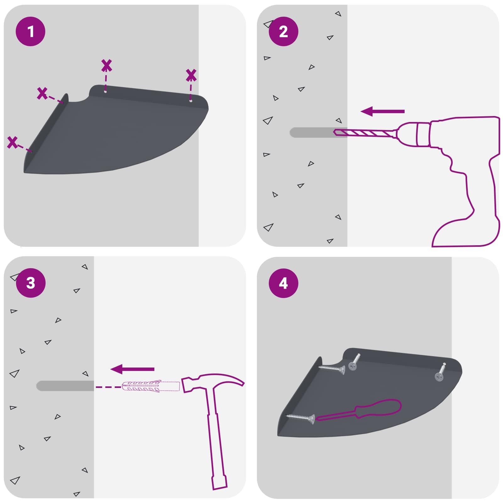 vidaXL Heim & Garten Eckregal Anthrazit Stahl 2er Set Wand