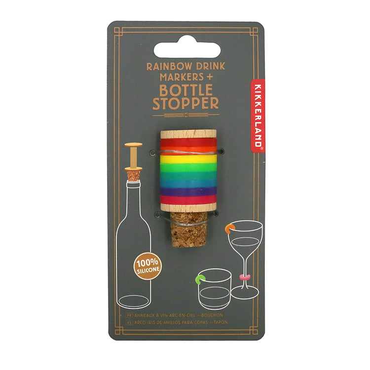Kikkerland Kitchen Rainbow Wine Rings Glasmarkierer 9-tlg