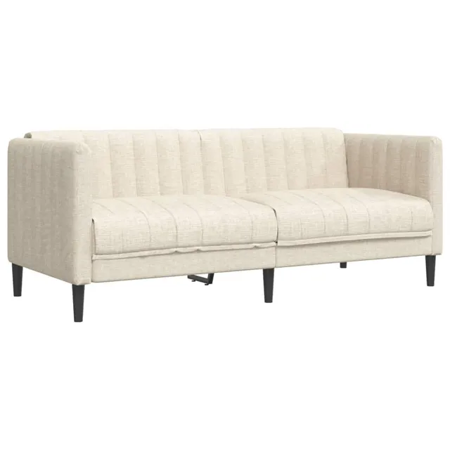 vidaXL Möbel 2-Sitzer-Sofa Creme Leinen Stoffsofa