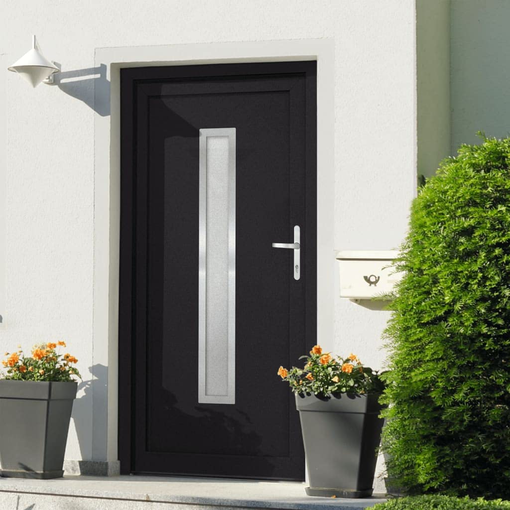 vidaXL Heim & Garten Haustür Anthrazit PVC Isolierverglasung sicher