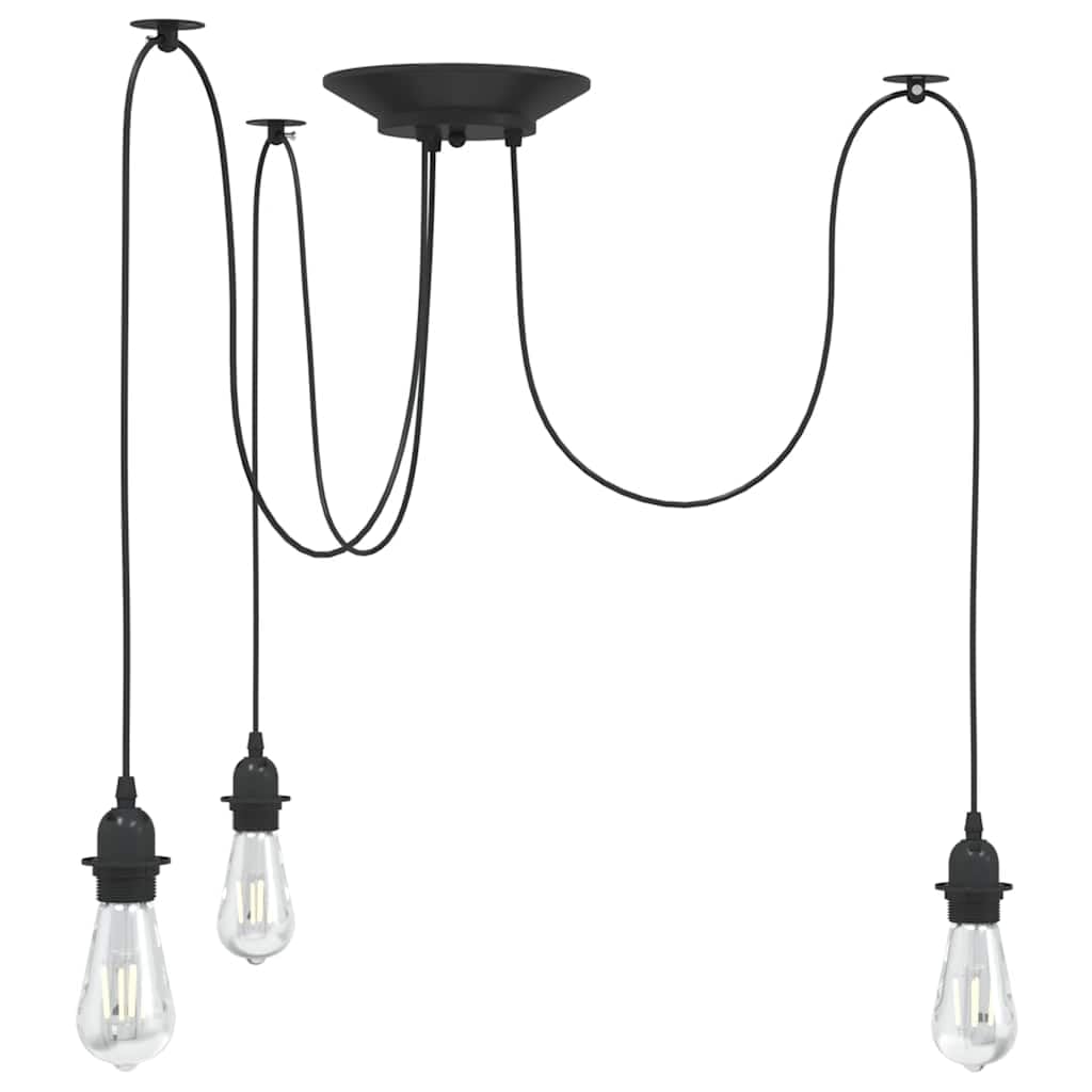 vidaXL Pendelleuchte 3-flammig E27 Schwarz Metall Vintage