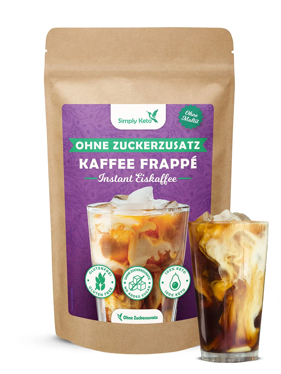Simply Keto Frappé Eiskaffee Pulver 200g ohne Zucker