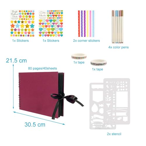 Intirilife Fotoalbum Selbst Gestalten Rot 80 Seiten DIY-Set