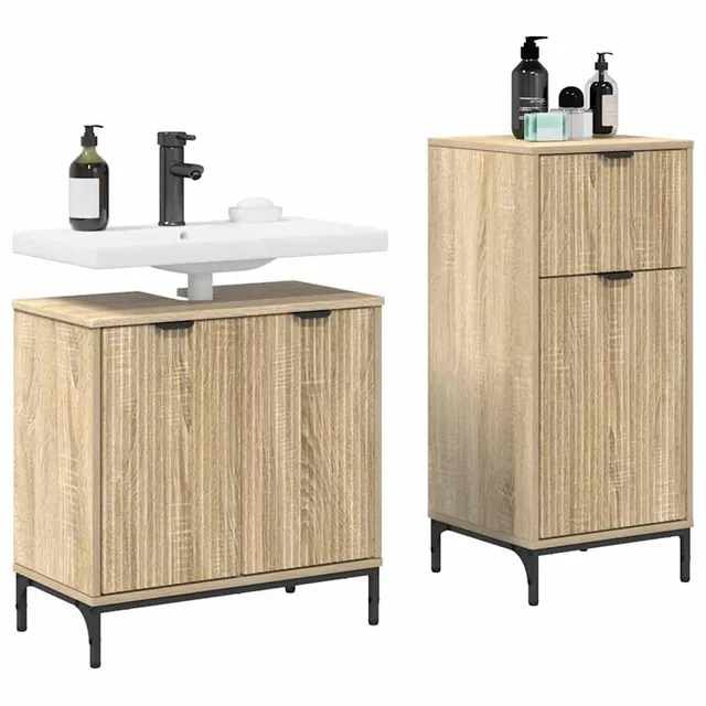 vidaXL Heim & Garten Badezimmermöbel-Set 2-tlg Sonoma-Eiche Holz