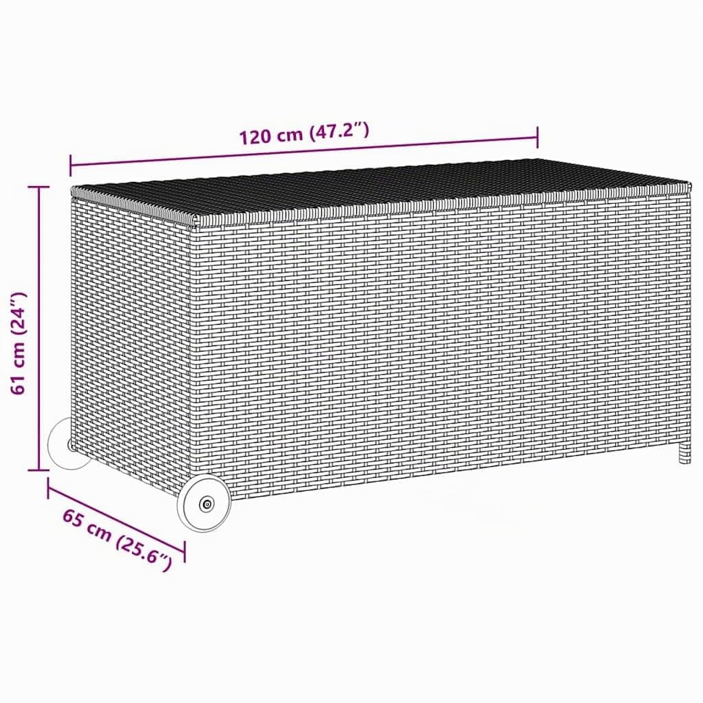 vidaXL Auflagenbox Poly Rattan Schwarz 120x65x61 Kissenbox