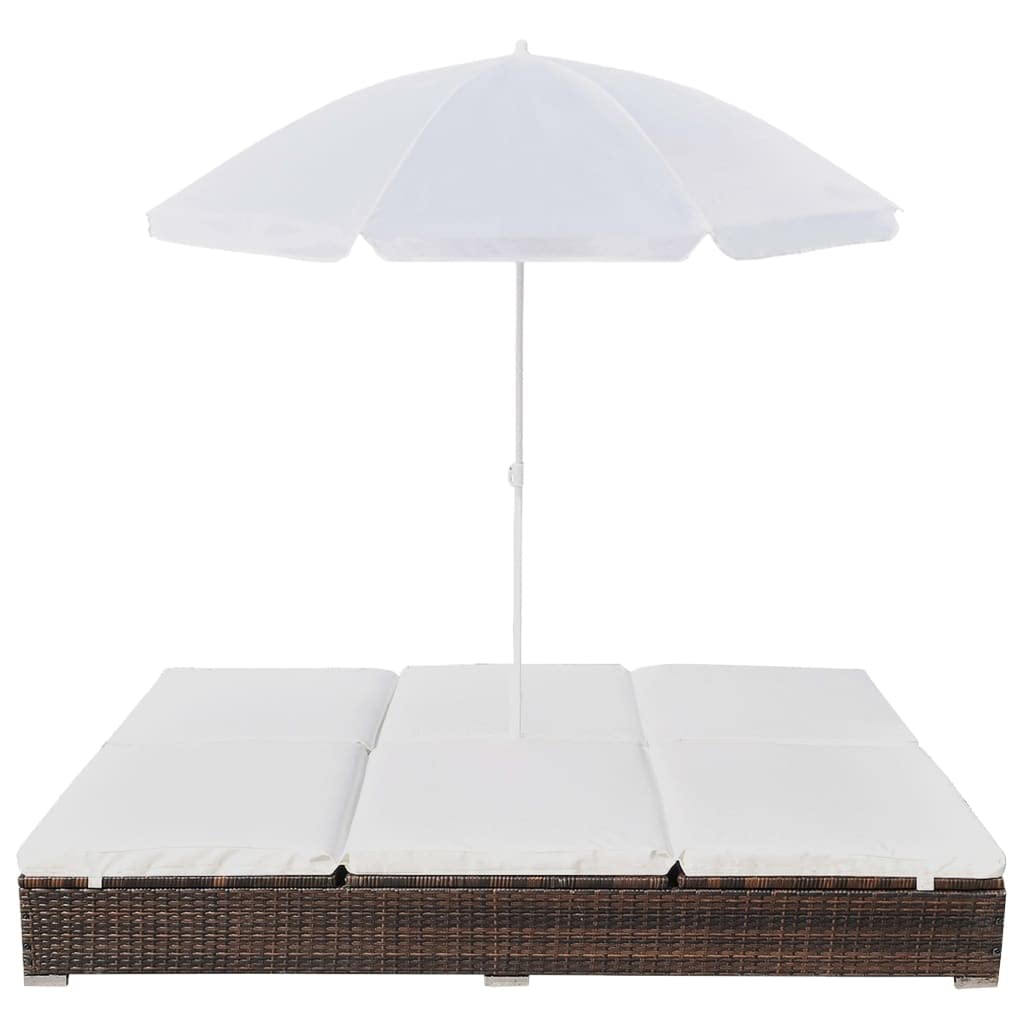 vidaXL Outdoor-Loungebett Braun Rattan Sonnenliege 2 Personen
