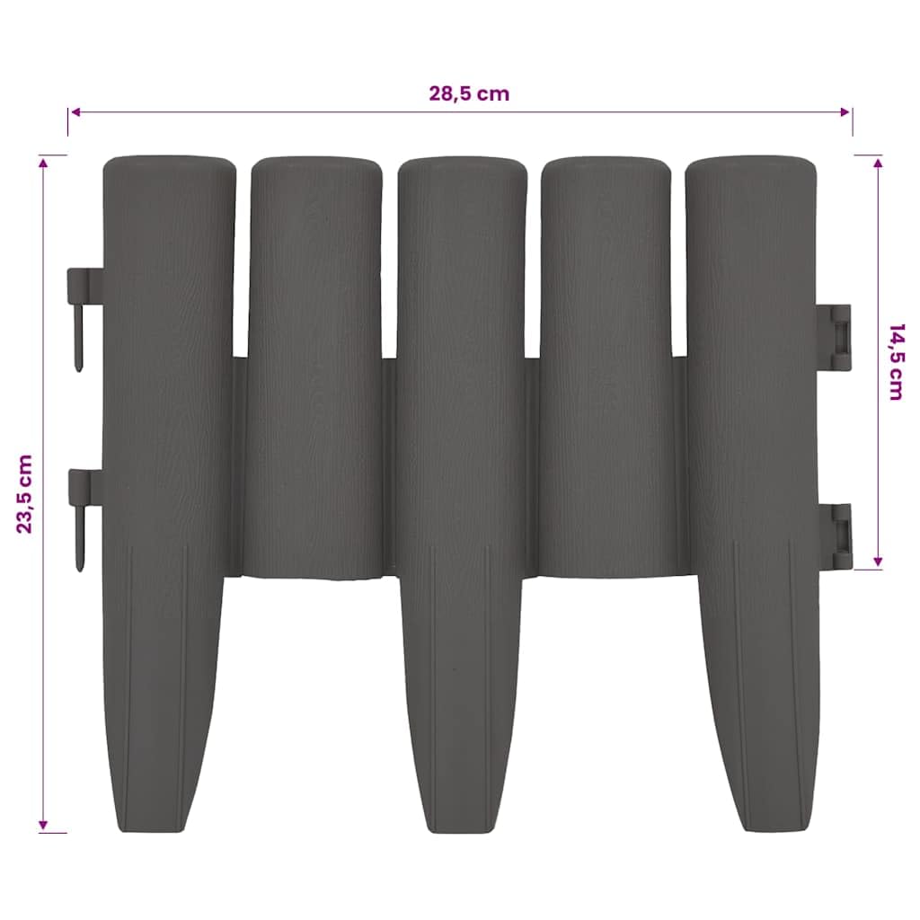 vidaXL Rasenkante Grau 10m Beetumrandung PP 36-teilig