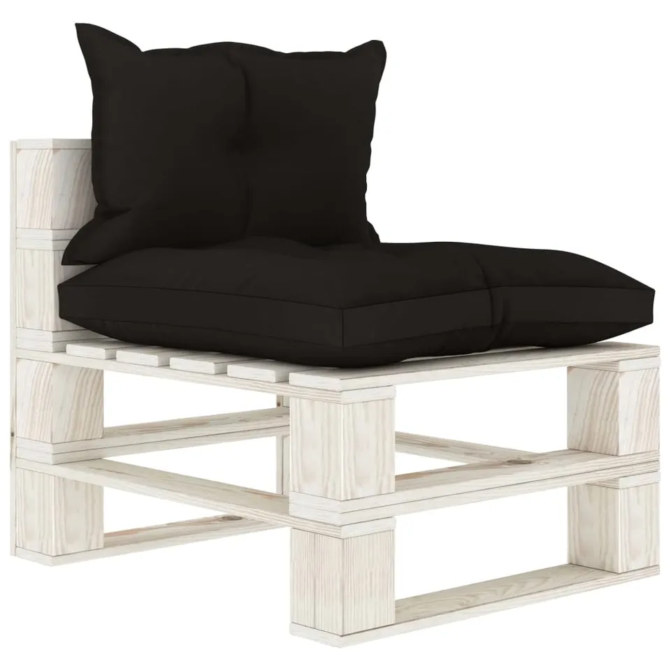 vidaXL Heim & Garten Paletten Mittelsofa Kiefer schwarze Kissen