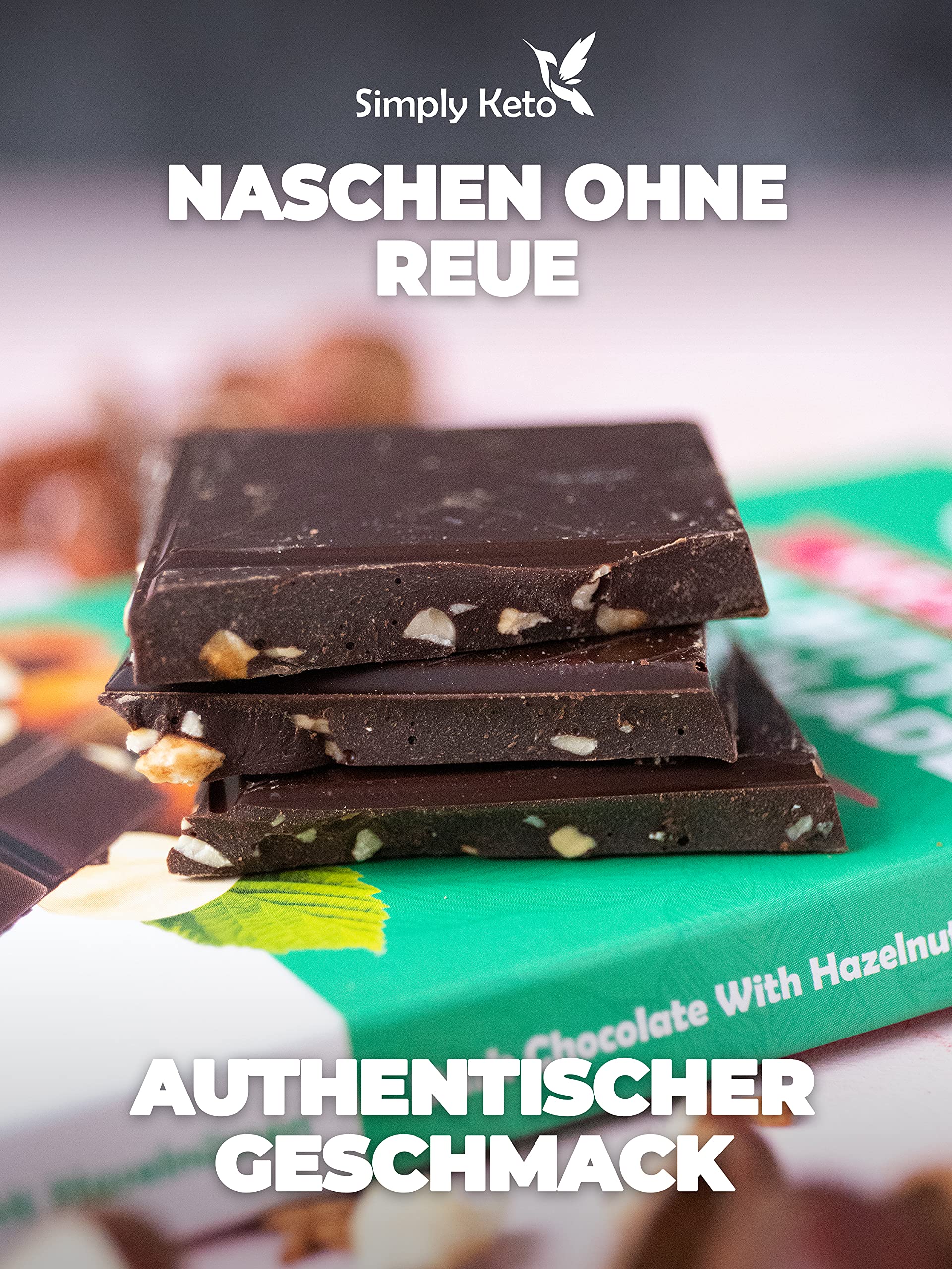 Simply Keto Edelbitter Haselnuss Schokolade ohne Zucker 60% Kakao