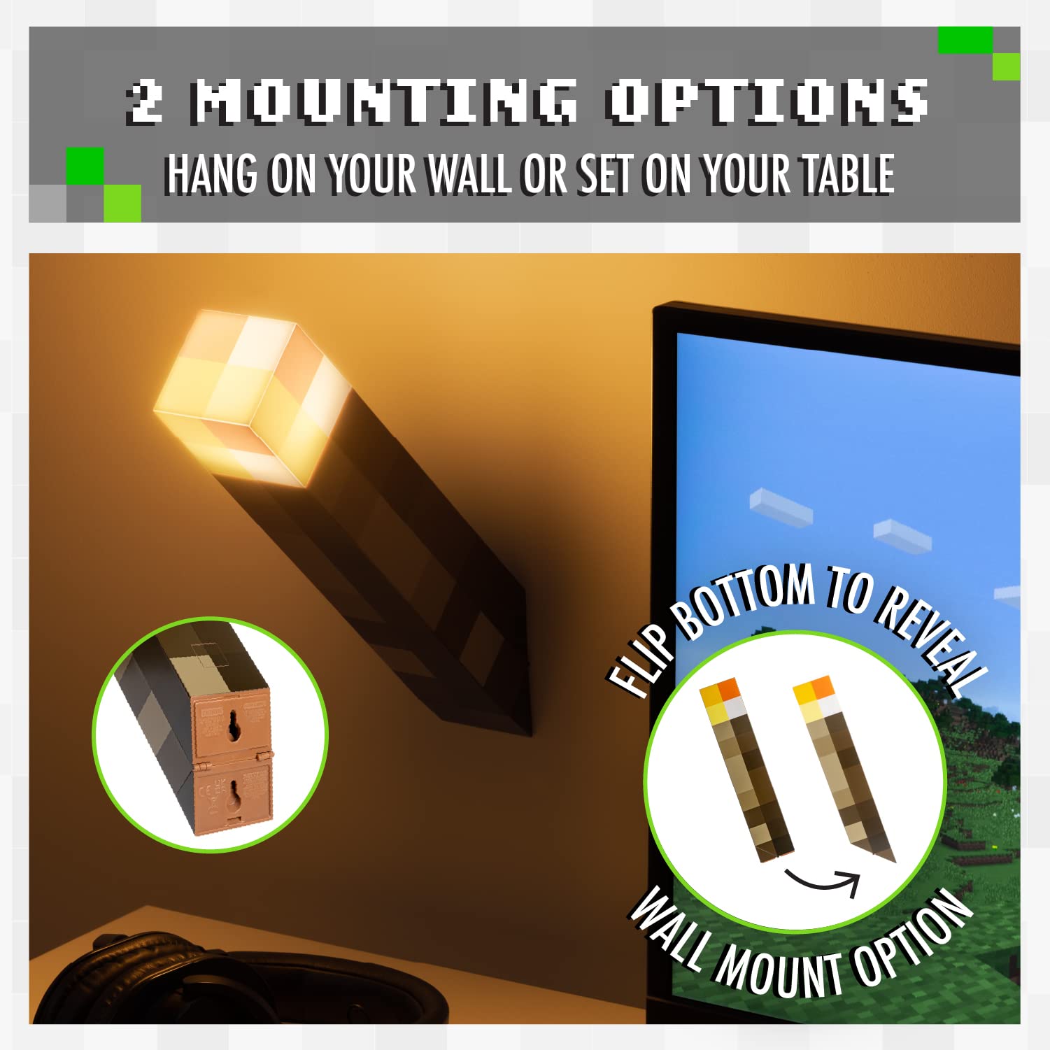 Paladone Minecraft Fackel-Licht 13 cm 2 Modi Batterie