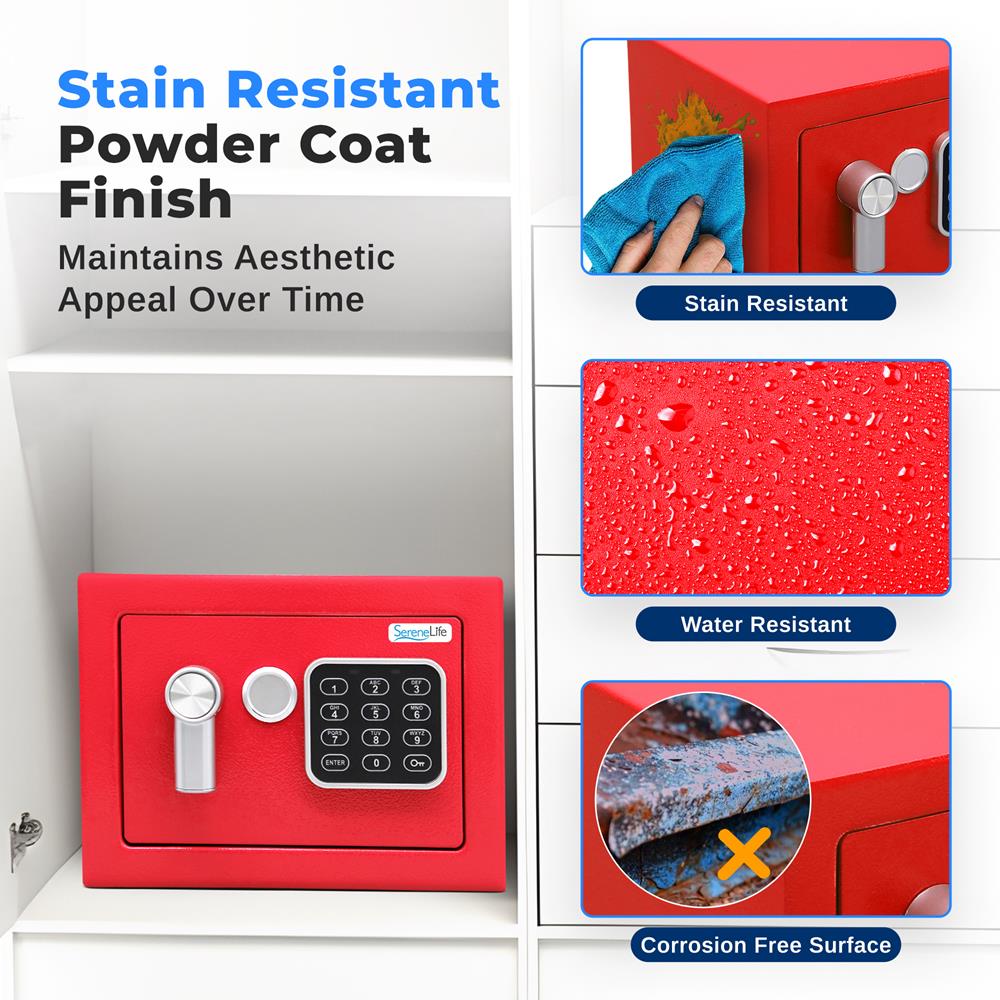 Serenelife Storage Safe Box digital Rot Stahl Mini-Tresor
