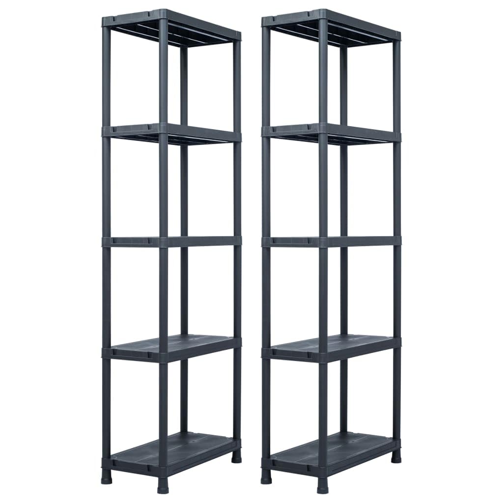 vidaXL Lagerregal 2er-Set 60x30x180 cm Kunststoff schwarz