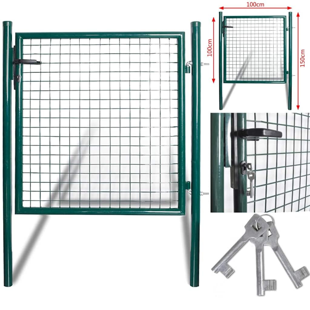 vidaXL Heim & Garten Gartentor Stahl 100x150 cm dunkelgrün