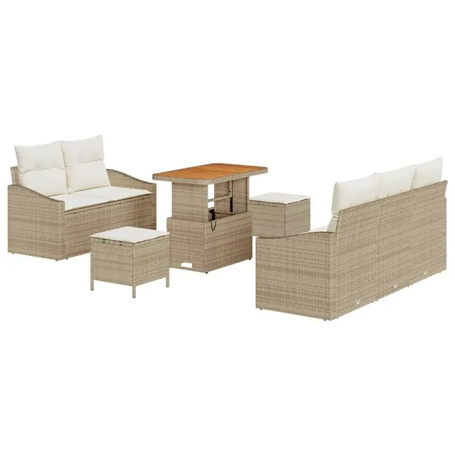 vidaXL Heim & Garten Gartensofa-Set 8-tlg Beige 178cm modular